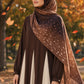 Coloblock Flowy Umbrella Abaya - Rich Brown