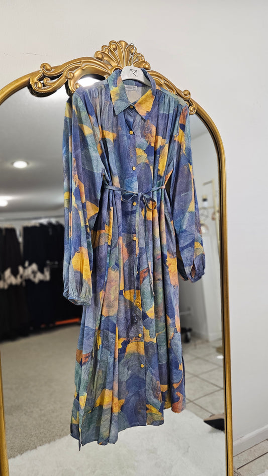 Oversized Abstract Print Long Tunic