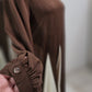 Coloblock Flowy Umbrella Abaya - Rich Brown