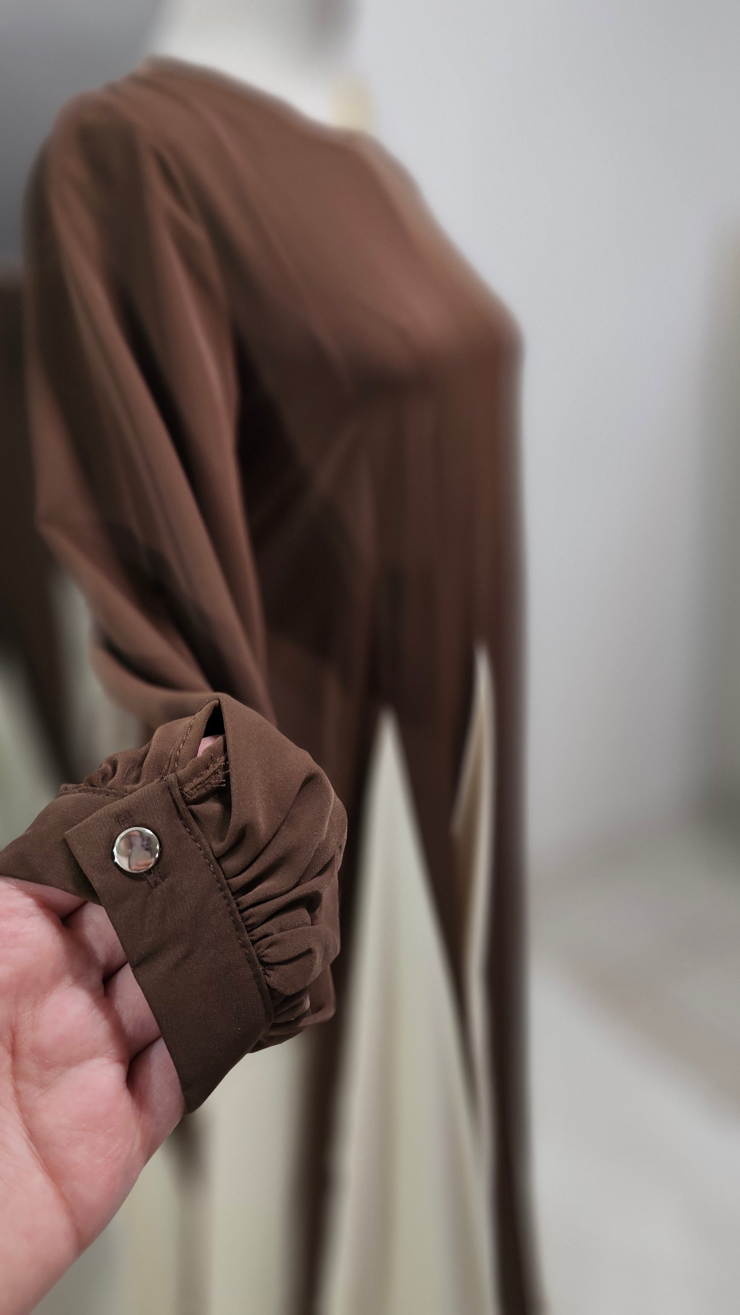 Coloblock Flowy Umbrella Abaya - Rich Brown