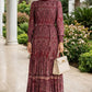 Pleated Satin Maxi Dress - Maroon