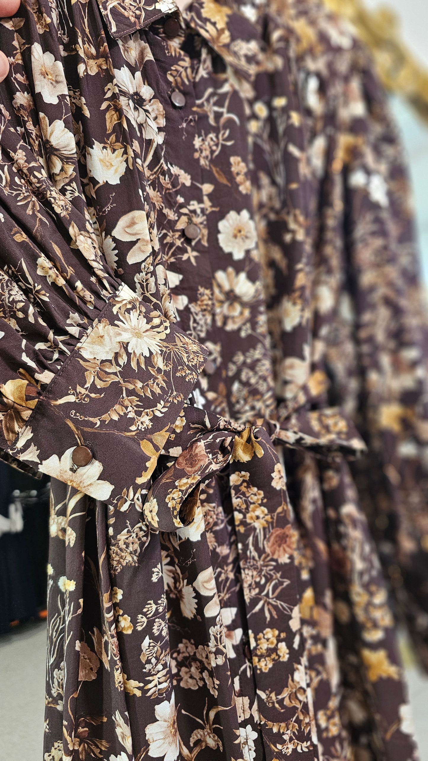 Oversized Brown Floral Long Tunic