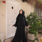 Medina Silk Abaya with Matching Attached Hijab - Black