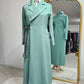 Formal 2 pc Notched Collar Dress / Abaya - Mint