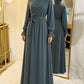 Asymmetrical Overlay Ruched Sleeve Abaya - Dusty Sage