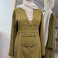 Fancy Elegant Open Abaya - Mustard Green