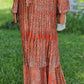 Pleated Satin Maxi Dress - Orange