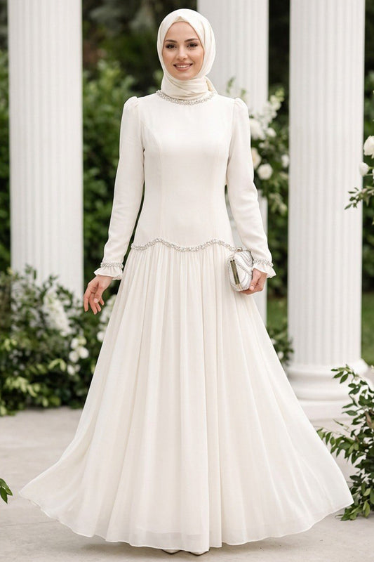 Royal Low Waist Dress - Pure White