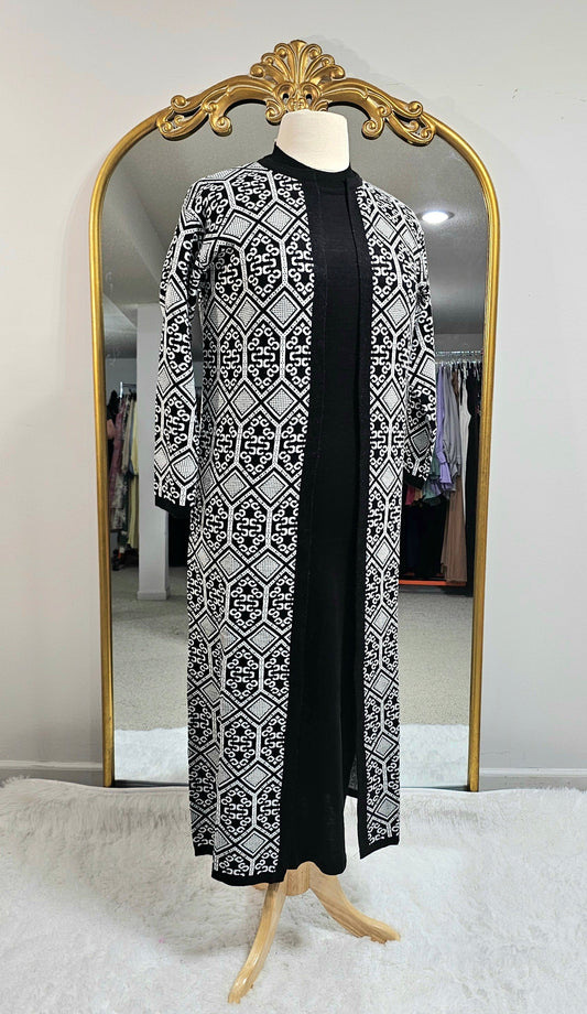 Maxi Knit Dress and Cardigan 2 pc Set - Pattern 3