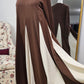Coloblock Flowy Umbrella Abaya - Rich Brown