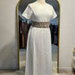 Kimono 3PC Embroidered Abaya - Beige