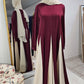 Coloblock Flowy Umbrella Abaya - Maroon