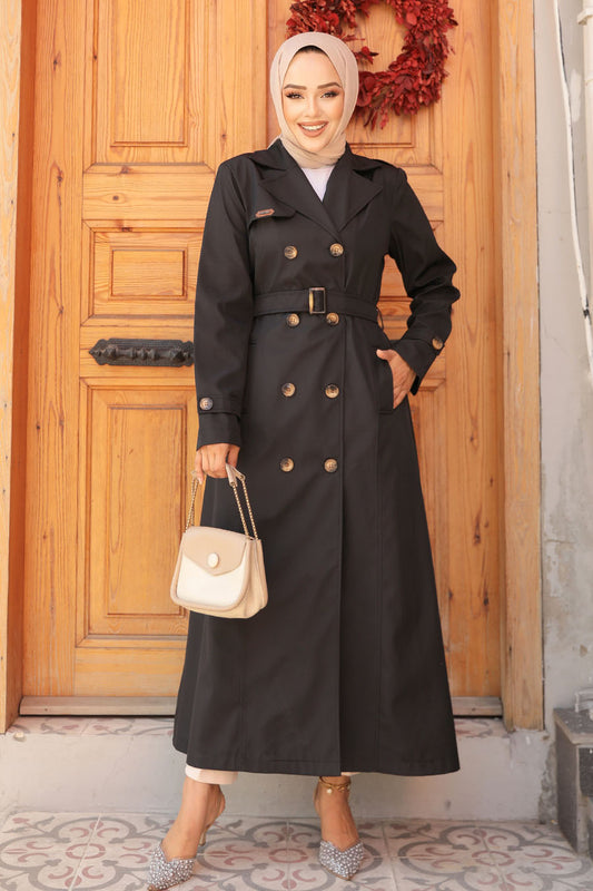 Maxi Trench Coat - Black