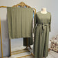 Crinkle Stitched 3 PC Abaya - Green