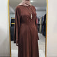Delicate Floral Embroidered 2 PC Abaya - Rich Brown