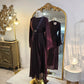 Faux Wrap Gold Brooch Maxi Dress - Burgundy