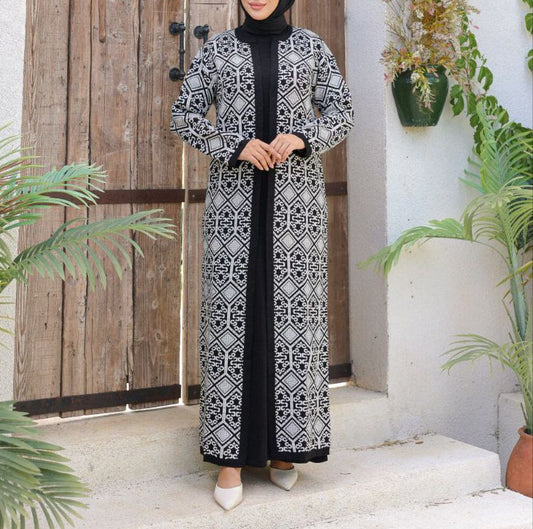 Maxi Knit Dress and Cardigan 2 pc Set - Pattern 3