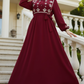 Cross Stitch Embroidered Dress - Maroon
