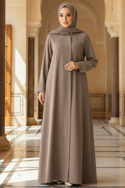 Stardust Zipper Abaya - Mocha