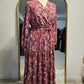 Tiered Floral Faux Wrap Dress - Rose