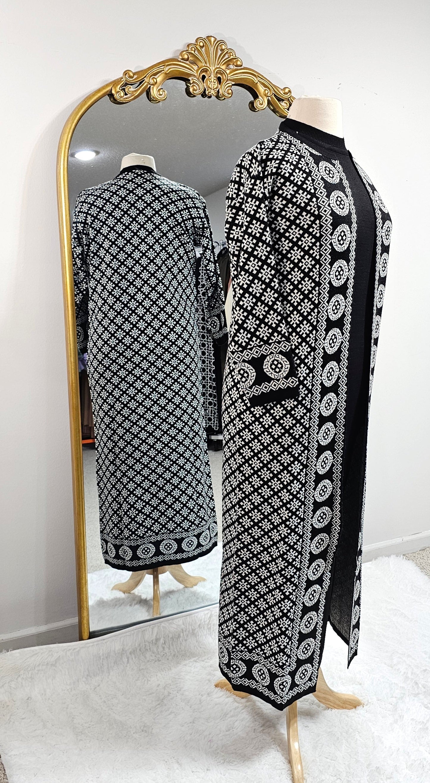 Maxi Knit Dress and Cardigan 2pc Set - Pattern 1