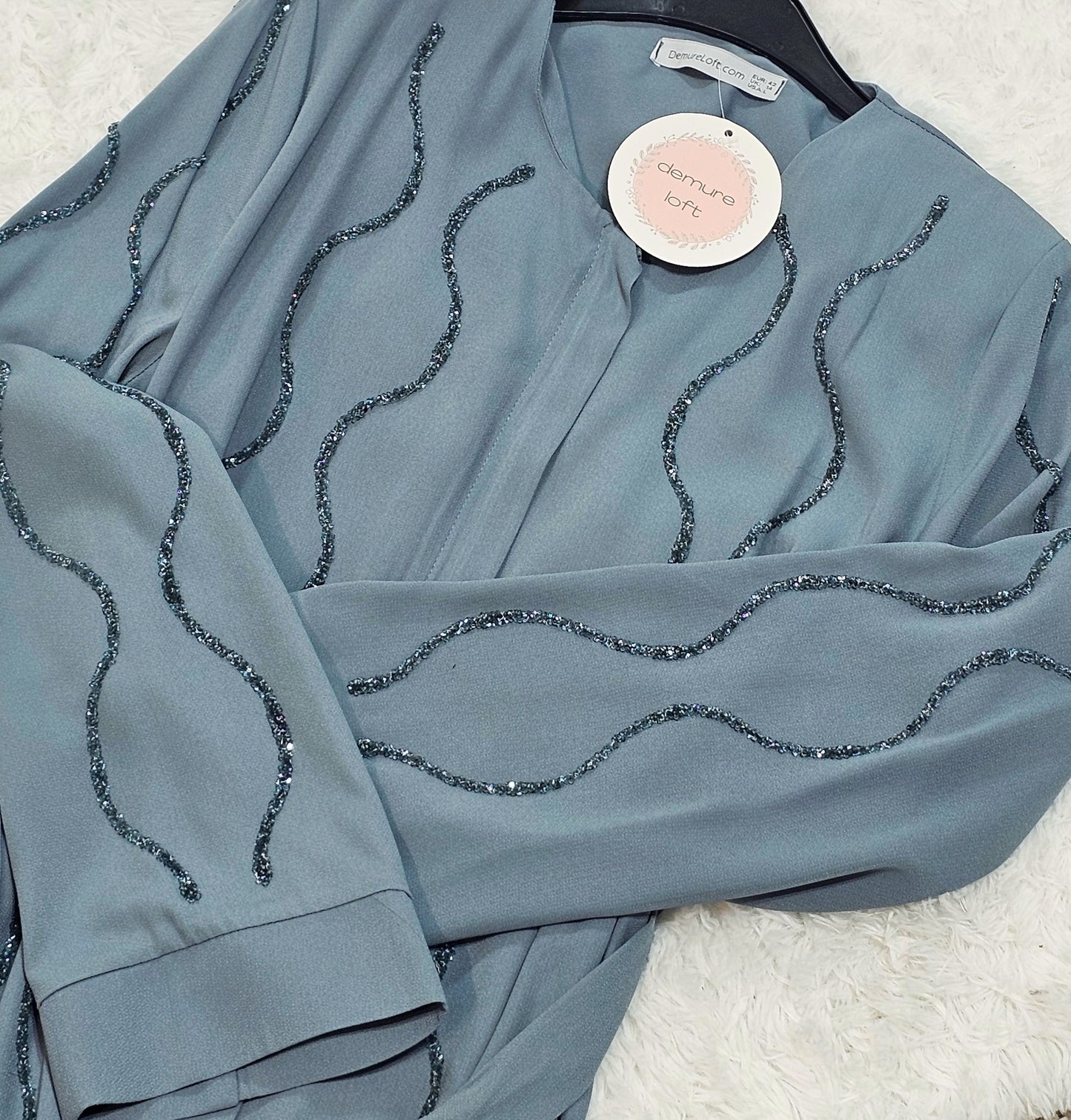 Wavy Crystal Abaya - Calm Blue