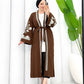 Embroidered Maxi Cardigan - Brown