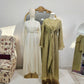 Faux Wrap Gold Brooch Maxi Dress - White