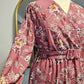 Tiered Floral Faux Wrap Dress - Rose