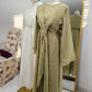 Faux Wrap Gold Brooch Maxi Dress - Muted Lime