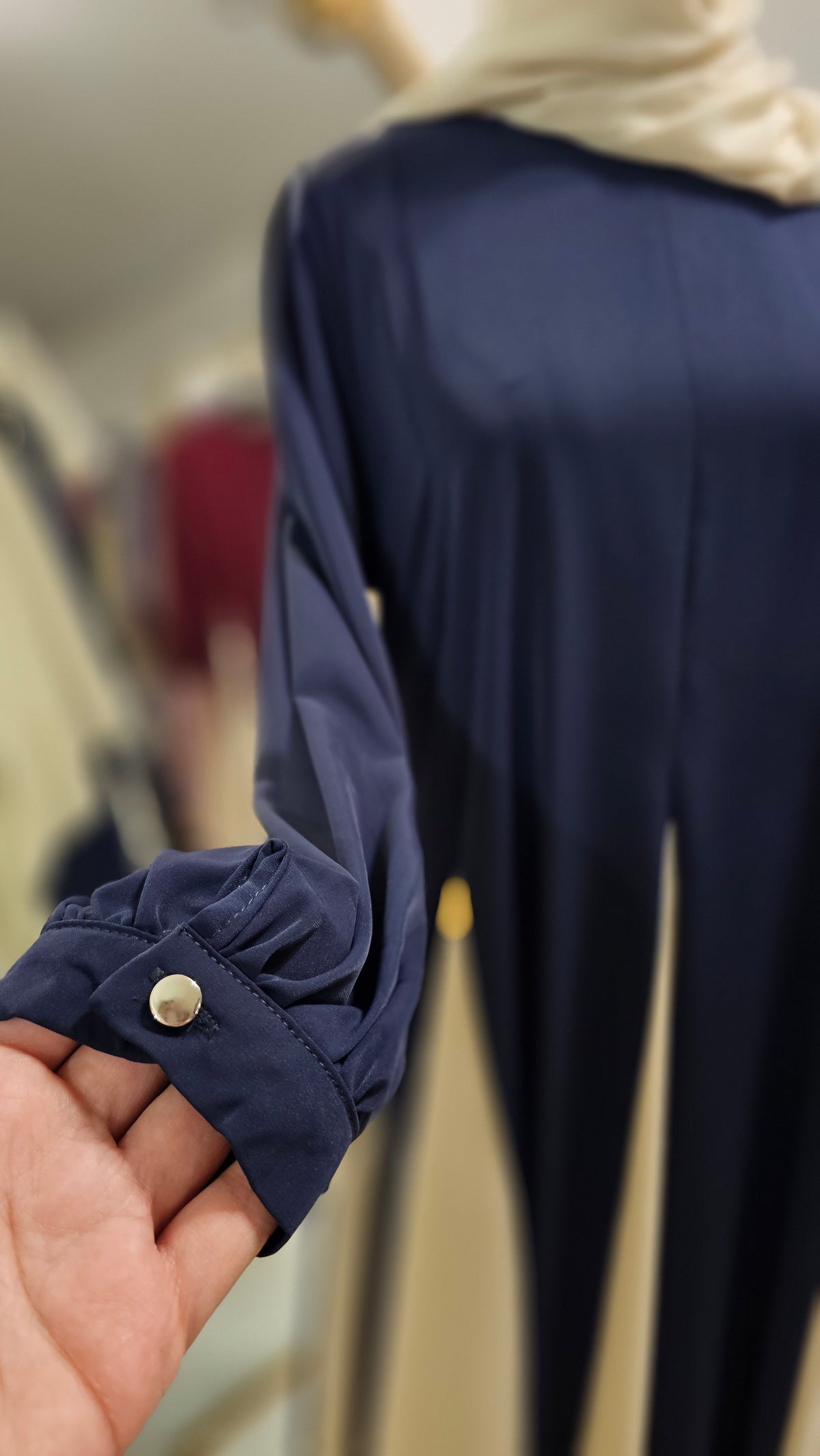 Colorblock Flowy Umbrella Abaya - Classic Navy