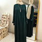 Delicate Floral Embroidered 2 PC Abaya - Rich Green