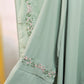 Embroidered Floral Boarder Abaya with Matching Hijab - Mint Green