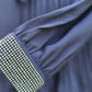 Pleated Maxi Dress with Sparkle Sleeves - Navy Blue
