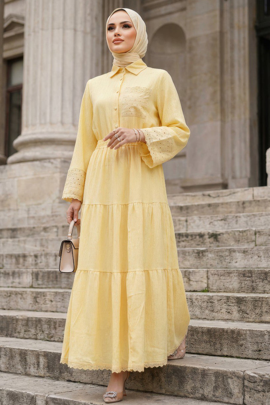 Eyelet Skirt 2 pc Set - Yellow