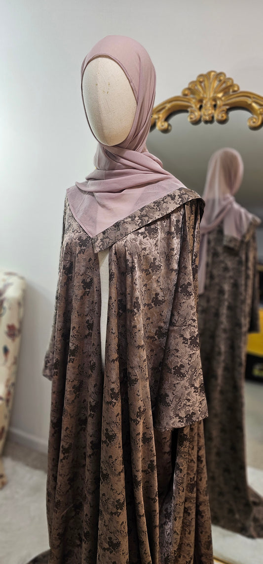 Satin Open Butterfly Abaya with Matching Hijab
