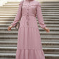 Crinkle Drawstring Maxi Dress- Pink