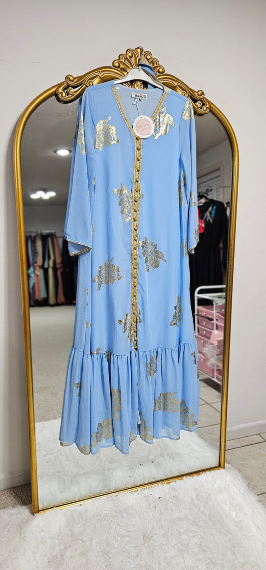 Gold Foil Chiffon Kaftan