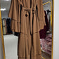 Layered Chiffon Abaya- Tan