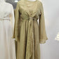 Faux Wrap Gold Brooch Maxi Dress - Muted Lime
