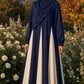 Colorblock Flowy Umbrella Abaya - Classic Navy