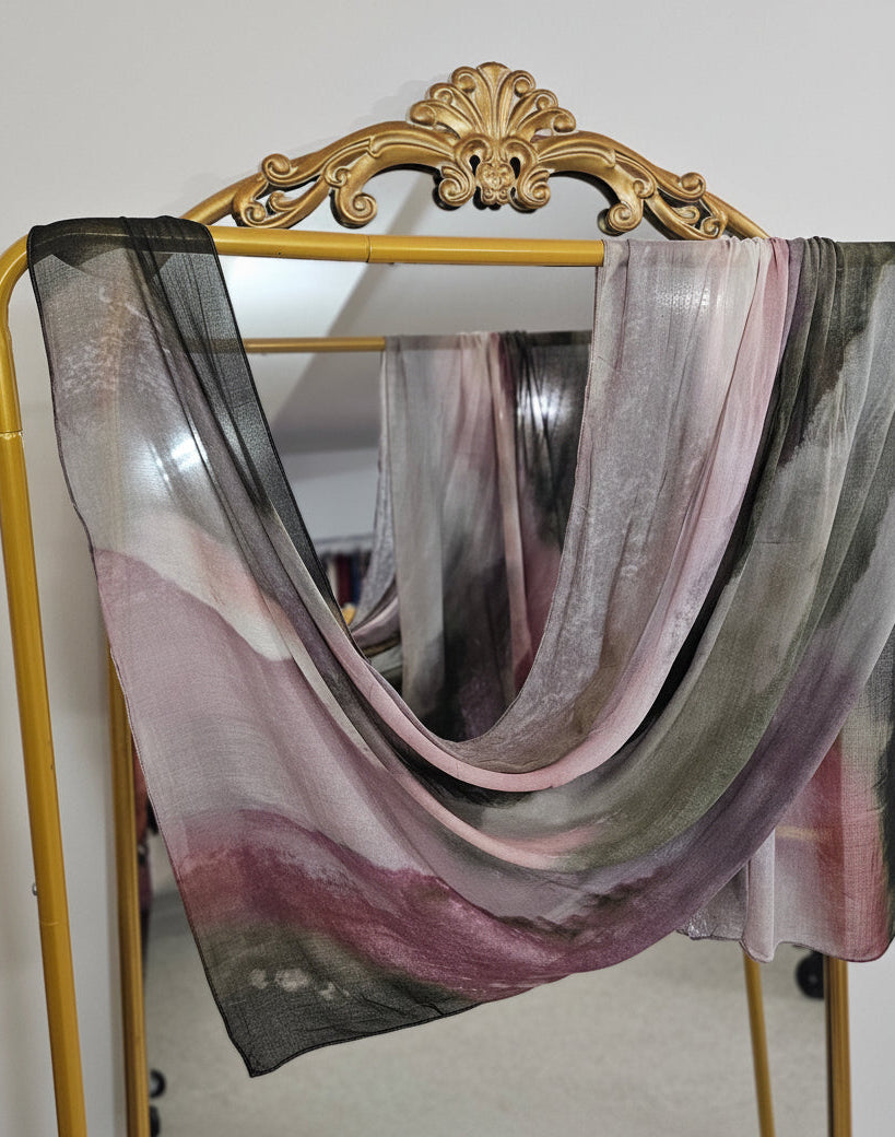 Premium Bamboo Modal -Dusty Mauve Abstract