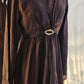 Faux Wrap Gold Brooch Maxi Dress - Brown