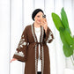 Embroidered Maxi Cardigan - Brown