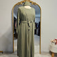 Crinkle Stitched 3 PC Abaya - Green