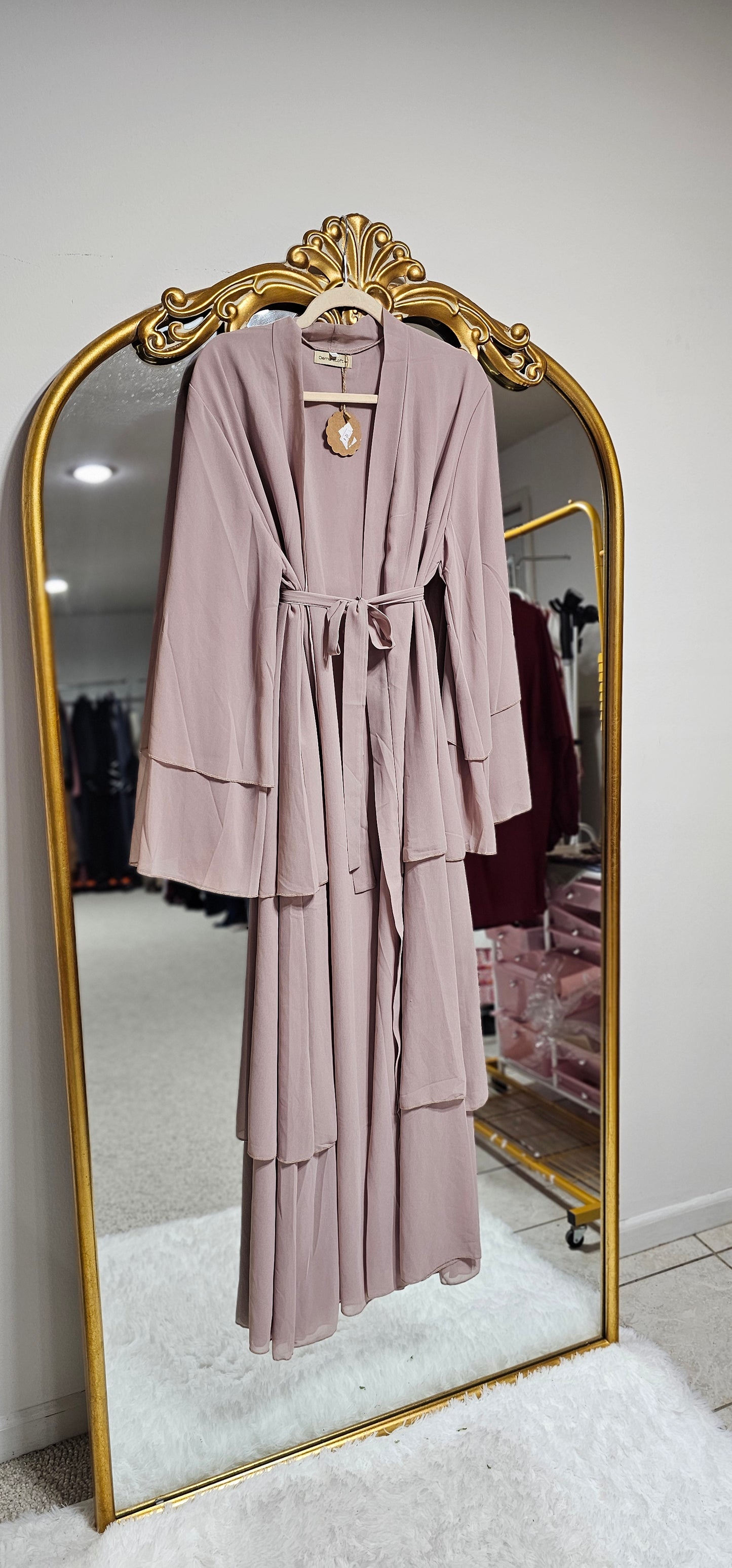 Layered Chiffon Abaya- Nude