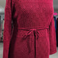 Fully Lined Knit Eyelet Dress - Rich Red