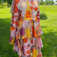 Layered Flared Maxi Dress - Pink Orange
