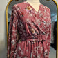 Tiered Floral Faux Wrap Dress - Rose