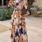 Layered Flared Maxi Dress - Blue Beige
